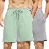 COOFANDY Men’s Sweat Shorts 7 Inch Athletic Workout Shorts 2 Pack Casual Lounge Joggers Short Pants with Pockets(2 Pack:minty Green+grey)