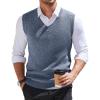 COOFANDY Men’s Sweater Vest V Neck Slim Fit Cable Knitted Sleeveless Pullover Sweater(Blue and White)