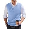 COOFANDY Men’s Sweater Vest V Neck Slim Fit Cable Knitted Sleeveless Pullover Sweater(Blue and White Stripe)