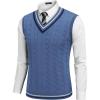 COOFANDY Men’s Sweater Vest V Neck Slim Fit Cable Knitted Sleeveless Pullover Sweater(Dark Blue)