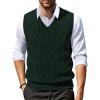 COOFANDY Men’s Sweater Vest V Neck Slim Fit Cable Knitted Sleeveless Pullover Sweater(Dark Green)