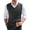COOFANDY Men’s Sweater Vest V Neck Slim Fit Cable Knitted Sleeveless Pullover Sweater(Grey and Black Stripe)