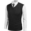 COOFANDY Men’s Sweater Vest V Neck Slim Fit Cable Knitted Sleeveless Pullover Sweater(Solid Black)