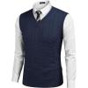COOFANDY Men’s Sweater Vest V Neck Slim Fit Cable Knitted Sleeveless Pullover Sweater(Solid Navy Blue)