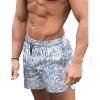 COOFANDY Men’s Swim Trunks Quick Dry Board Shorts Swimsuit Swimwear Bathing Suit(P Deep Blue Plam Leaf)