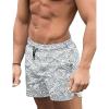 COOFANDY Men’s Swim Trunks Quick Dry Board Shorts Swimsuit Swimwear Bathing Suit(P Grey Blue Plam Leaf)