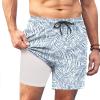 COOFANDY Men’s Swim Trunks Quick Dry Board Shorts Swimsuit Swimwear Bathing Suit(Print Blue Plam Leaf)
