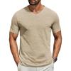 COOFANDY Men’s T Shirts Short Sleeve Classic V Neck T-Shirt Casual Summer Basic Tee Shirt(Khaki)