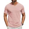 COOFANDY Men’s T Shirts Short Sleeve Classic V Neck T-Shirt Casual Summer Basic Tee Shirt(Pink)