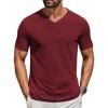 COOFANDY Men’s T Shirts Short Sleeve Classic V Neck T-Shirt Casual Summer Basic Tee Shirt(Wine Red)