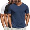 COOFANDY Men’s T Shirts Short Sleeve Classic V Neck T-Shirt Casual Summer Basic Tee Shirt(Y-black/White/Navy Blue-3 Pack)