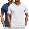 COOFANDY Men’s T Shirts Short Sleeve Classic V Neck T-Shirt Casual Summer Basic Tee Shirt(Y-white/Navy-2 Pack)