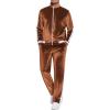 COOFANDY Mens Tracksuit 2 Piece Set Velour Sweatsuit Jogging Suits Full Zip Jacket Pants Outfits(Brown)