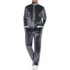 COOFANDY Mens Tracksuit 2 Piece Set Velour Sweatsuit Jogging Suits Full Zip Jacket Pants Outfits(Dark Grey)