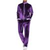 COOFANDY Mens Tracksuit 2 Piece Set Velour Sweatsuit Jogging Suits Full Zip Jacket Pants Outfits(Light Purple)