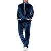 COOFANDY Mens Tracksuit 2 Piece Set Velour Sweatsuit Jogging Suits Full Zip Jacket Pants Outfits(Navy Blue)
