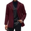 COOFANDY Mens Trench Coat Notched Collar Single Breasted Peacoat Winter Overcoat With Pockets(Burgundy Red)