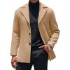 COOFANDY Mens Trench Coat Notched Collar Single Breasted Peacoat Winter Overcoat With Pockets(Camel)