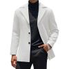 COOFANDY Mens Trench Coat Notched Collar Single Breasted Peacoat Winter Overcoat With Pockets(White)
