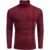 COOFANDY Men’s Turtleneck Sweater Slim Fit Casual Warm Twisted Knitted Pullover Sweaters(01_wine Red)