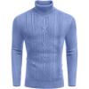 COOFANDY Men’s Turtleneck Sweater Slim Fit Casual Warm Twisted Knitted Pullover Sweaters(Blue)
