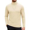 COOFANDY Men’s Turtleneck Sweater Slim Fit Lightweight Basic Ribbed Sweaters(Beige)