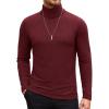 COOFANDY Men’s Turtleneck Sweater Slim Fit Lightweight Basic Ribbed Sweaters(Wine Red)