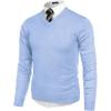 COOFANDY Mens V Neck Dress Sweater Knit Long Sleeve Slim Fit Sweaters Fashion Pullover Sweater(Blue)