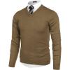 COOFANDY Mens V Neck Dress Sweater Knit Long Sleeve Slim Fit Sweaters Fashion Pullover Sweater(Brown)