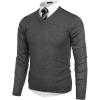 COOFANDY Mens V Neck Dress Sweater Knit Long Sleeve Slim Fit Sweaters Fashion Pullover Sweater(Dark Gray)