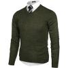 COOFANDY Mens V Neck Dress Sweater Knit Long Sleeve Slim Fit Sweaters Fashion Pullover Sweater(Deep Army Green)