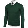 COOFANDY Mens V Neck Dress Sweater Knit Long Sleeve Slim Fit Sweaters Fashion Pullover Sweater(Green)