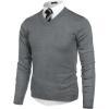 COOFANDY Mens V Neck Dress Sweater Knit Long Sleeve Slim Fit Sweaters Fashion Pullover Sweater(Grey)