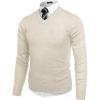 COOFANDY Mens V Neck Dress Sweater Knit Long Sleeve Slim Fit Sweaters Fashion Pullover Sweater(Khaki)