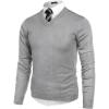 COOFANDY Mens V Neck Dress Sweater Knit Long Sleeve Slim Fit Sweaters Fashion Pullover Sweater(Light Grey)