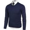 COOFANDY Mens V Neck Dress Sweater Knit Long Sleeve Slim Fit Sweaters Fashion Pullover Sweater(Navy Blue)