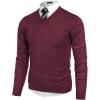 COOFANDY Mens V Neck Dress Sweater Knit Long Sleeve Slim Fit Sweaters Fashion Pullover Sweater(Purplish Red)