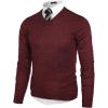 COOFANDY Mens V Neck Dress Sweater Knit Long Sleeve Slim Fit Sweaters Fashion Pullover Sweater(Wine Red and Black)