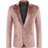 COOFANDY Men’s Velvet Blazer Notched Lapel Velour Suit Jacket One Button Tuxedo Jackets for Wedding Prom Party Dinner(Beige Pink)