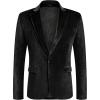 COOFANDY Men’s Velvet Blazer Notched Lapel Velour Suit Jacket One Button Tuxedo Jackets for Wedding Prom Party Dinner(Black)