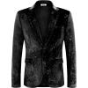 COOFANDY Men’s Velvet Blazer Notched Lapel Velour Suit Jacket One Button Tuxedo Jackets for Wedding Prom Party Dinner(Black Retro Floral)