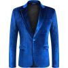 COOFANDY Men’s Velvet Blazer Notched Lapel Velour Suit Jacket One Button Tuxedo Jackets for Wedding Prom Party Dinner(Blue)