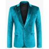 COOFANDY Men’s Velvet Blazer Notched Lapel Velour Suit Jacket One Button Tuxedo Jackets for Wedding Prom Party Dinner(Blue Green)