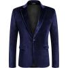 COOFANDY Men’s Velvet Blazer Notched Lapel Velour Suit Jacket One Button Tuxedo Jackets for Wedding Prom Party Dinner(Dark Blue Purple)
