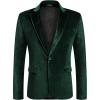 COOFANDY Men’s Velvet Blazer Notched Lapel Velour Suit Jacket One Button Tuxedo Jackets for Wedding Prom Party Dinner(Green)
