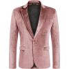 COOFANDY Men’s Velvet Blazer Notched Lapel Velour Suit Jacket One Button Tuxedo Jackets for Wedding Prom Party Dinner(Pink)