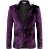 COOFANDY Men’s Velvet Blazer Notched Lapel Velour Suit Jacket One Button Tuxedo Jackets for Wedding Prom Party Dinner(Purple Retro Floral)