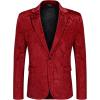 COOFANDY Men’s Velvet Blazer Notched Lapel Velour Suit Jacket One Button Tuxedo Jackets for Wedding Prom Party Dinner(Red Floral)