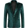 COOFANDY Men’s Velvet Blazer Notched Lapel Velour Suit Jacket One Button Tuxedo Jackets for Wedding Prom Party Dinner(Teal Green)