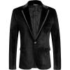 COOFANDY Men’s Velvet Blazer One Button Velour Tuxedo Jacket Notched Lapel Suit Jackets for Prom Wedding Party Dinner(Black)